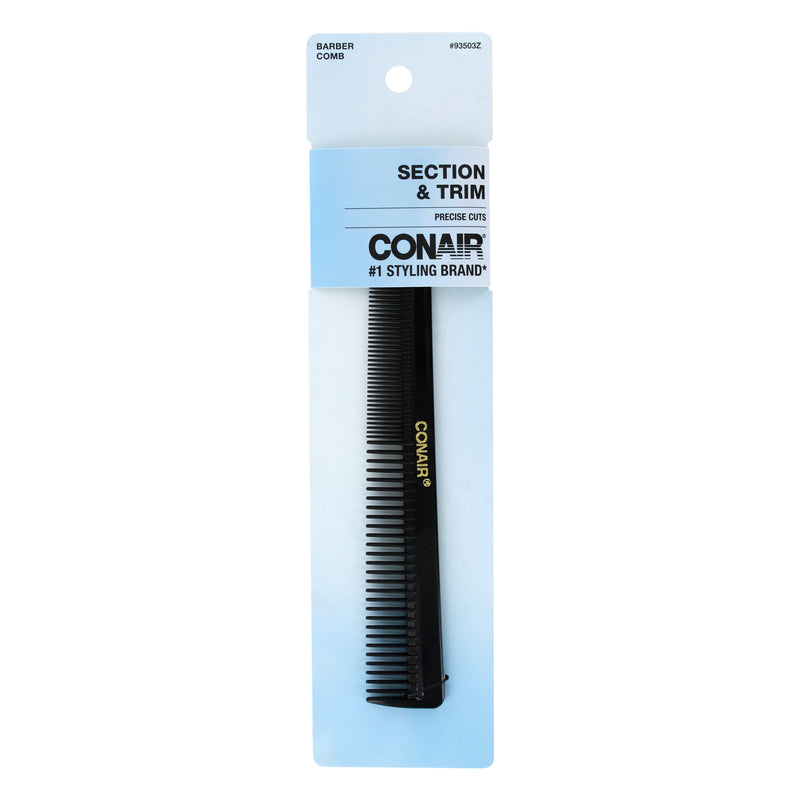 Conair Section & Trim Hair Barber Comb, Hard Plastic, Black, 1-Piece