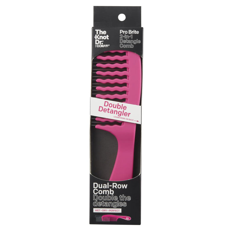The Knot Dr. For Conair Pro Brite 2-in-1 Detangle Dual-Row Comb, Pink, 1-Piece