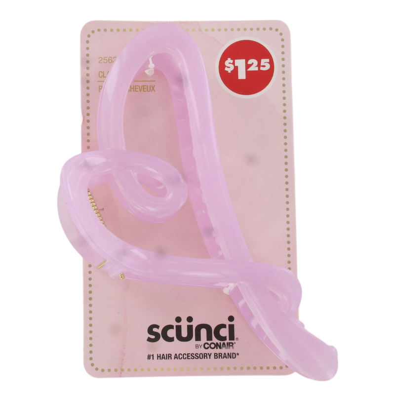 Scunci Large Matte Finish Claw Hair Clip – 1 Count, Pink or Purple – Strong Grip, All-Day Hold for Thick or Long Hair