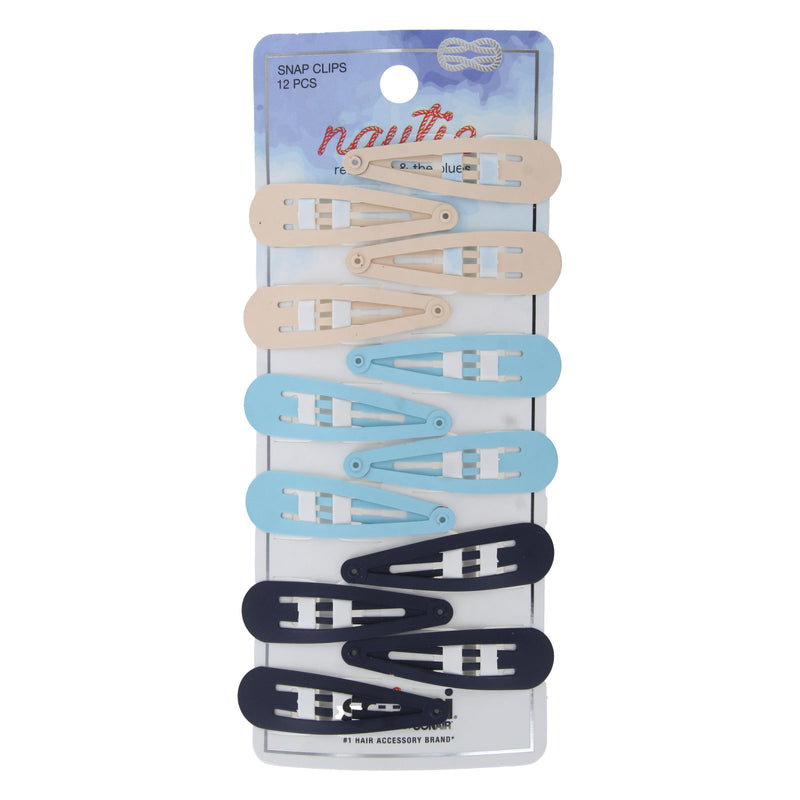 Scunci Nautie Hair Snap Clips, Assorted Colors, 12-Pieces
