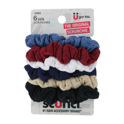 Scunci Effortless Beauty Mini Waffle Twisters Hair Scrunchies, Assorted Colors, 6 Count