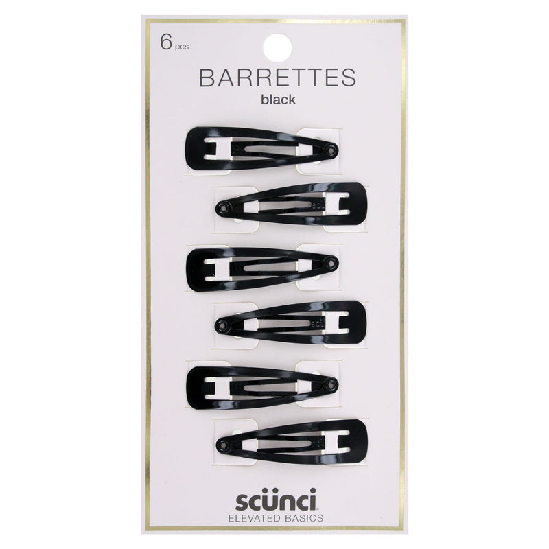 Scunci Elevated Basics Contour Hair Barrettes, Black, 6-Count