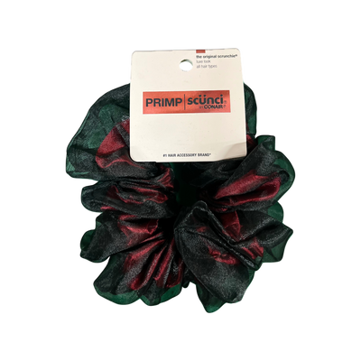 Scunci Primp Luxe Look Organza Scrunchie - Black and Red - All Hair Types