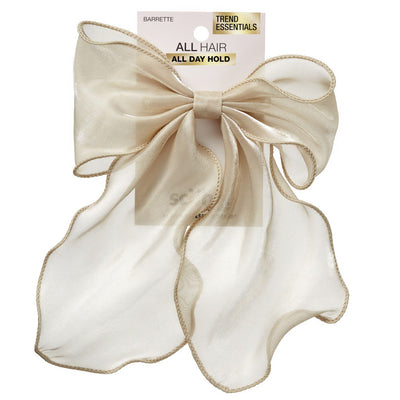 Scunci All Hair All Day Hold Trend Essentials Sheer Bow Barrette Clip, Champagne, 1-Piece