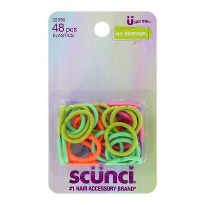 Scunci With love No-Damage Hair Elastics, Assorted Colors, 48-Count