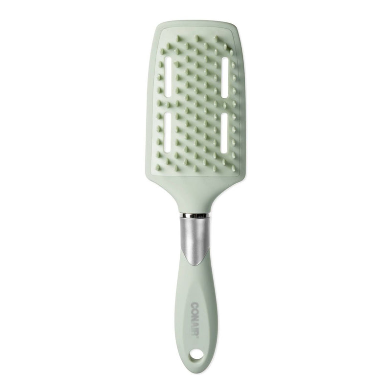 Conair Velvet Touch Vent Blow-Dry Hair Brush, Vented Paddle Brush for Fast Drying & Big Volume, Soft Grip Handle, Gentle Detangling Bristles, Contoured Design for All Hair Types & Lengths