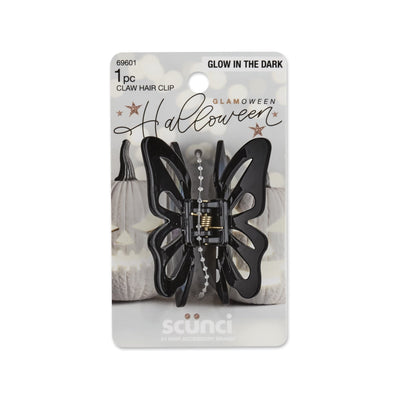 Scunci Glamoween Large Claw Clip, Butterfly Design Halloween Theme, Black, 1-Piece