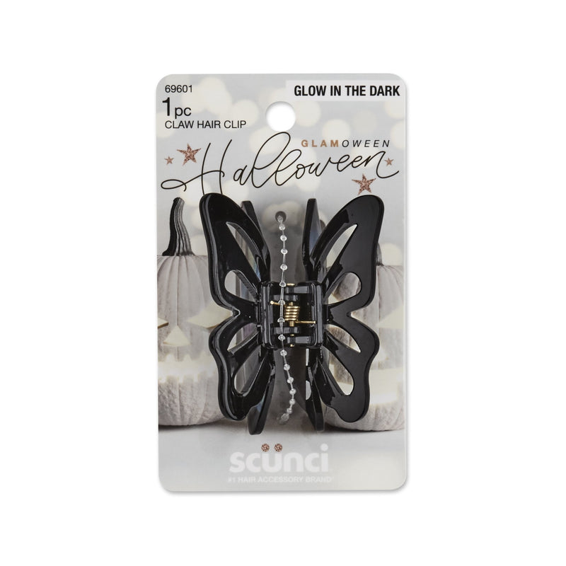 Scunci Glamoween Large Claw Clip, Butterfly Design Halloween Theme, Black, 1-Piece