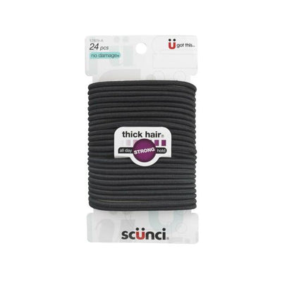 Scunci No-Damage Thick 5MM Hair Elastics, Black, 24-Count