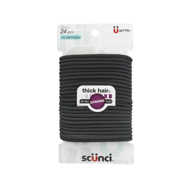 Scunci No-Damage Thick 5MM Hair Elastics, Black, 24-Count