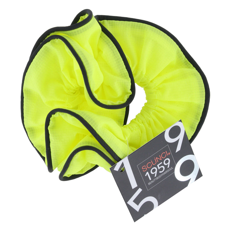 Scunci 1959 Hair Scrunchie, Neon Yellow with Reflective Trim, 1-Piece