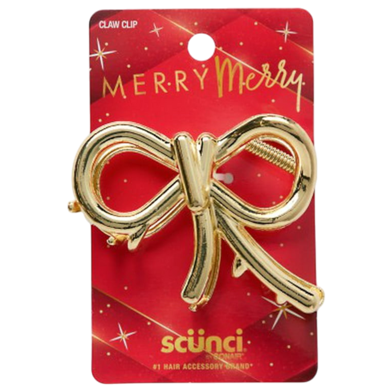 Scunci Merry Golden Bow-Shaped Claw Clip, 1-Count