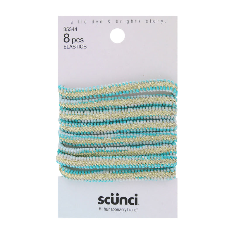Scunci A Tie Dye & Brights Hair Elastics, 0.5CM, Assorted Colors, 8-Pieces