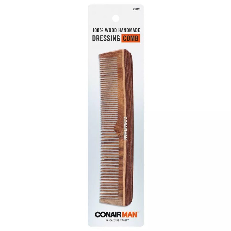 Conair Man Hand Made 100% Wooden Dressing Hair Comb