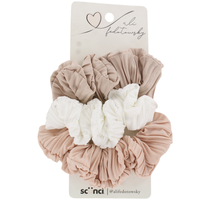 Scunci Ali Fedotowsky Hair Scrunchies, Neutral Colors, 3-Pieces