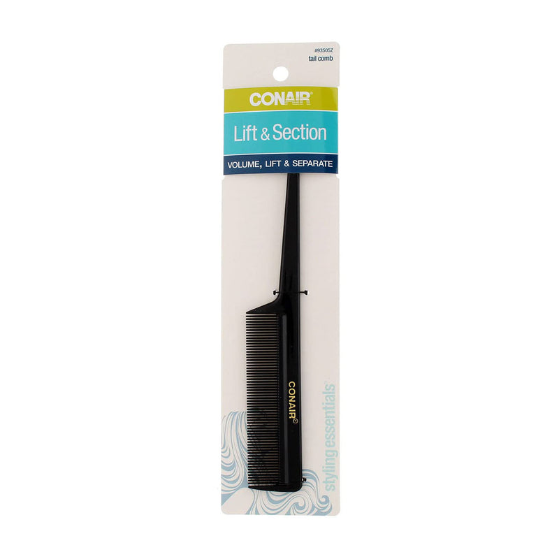 Conair Lift & Section Hard Rubber Tail Comb, Black, 1-Piece