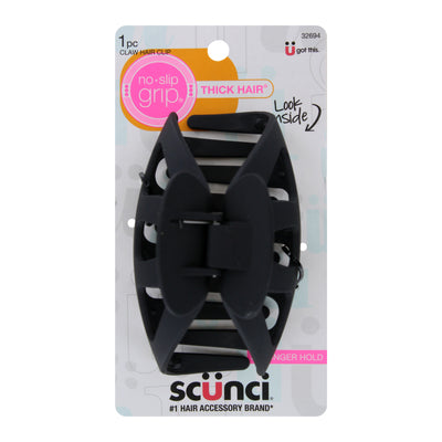 Scunci No-Slip Grip Thick Hair Jaw Clip, Black, 1-Piece