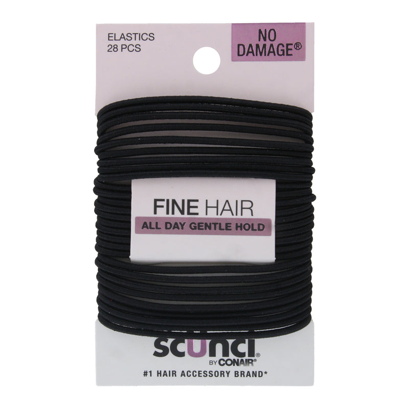 Scunci No Damage Hair Elastics, Medium, Black, 28 Pieces