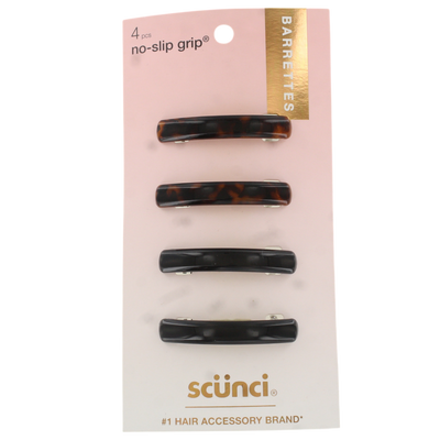 Scunci No-Slip Grip 5.5cm Hair Barrettes, Assorted Colors, 4-Pieces