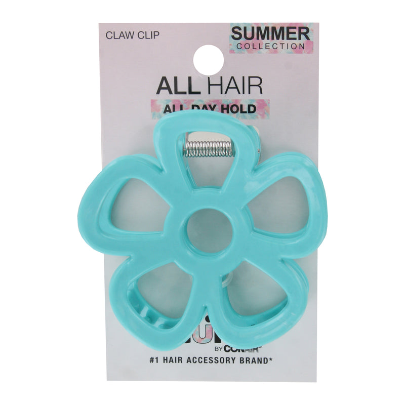 Scunci Summer Collection All Hair All Day Hold Claw Clip, Flower-Shaped Design, Turquoise, 1-Count
