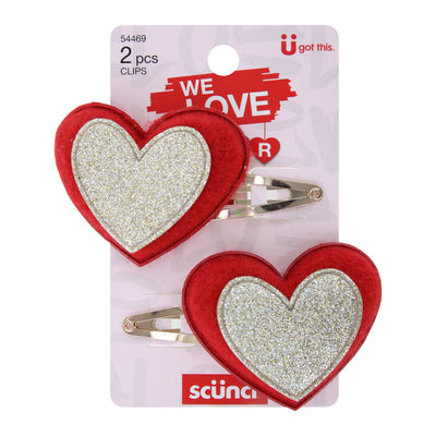 Scunci Ü Got This Valentines Day Heart Hair Clips, 2-Pieces