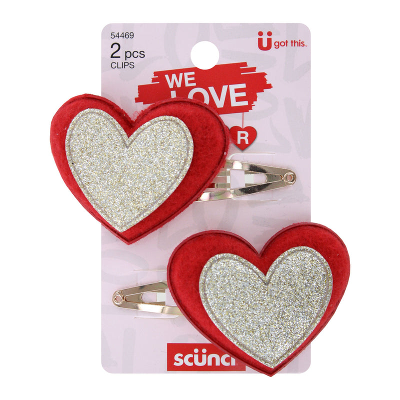 Scunci Ü Got This Valentines Day Heart Hair Clips, 2-Pieces