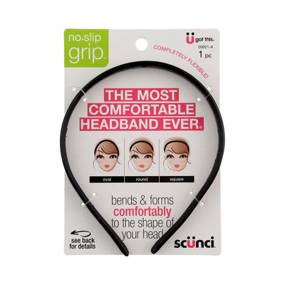 Scunci No-Slip Grip Bendable Headband, Black, 1-Count