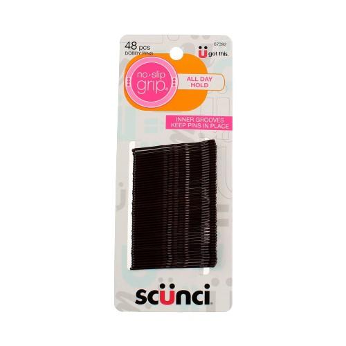 Scunci U Got This No-Slip Grip All Day Hold Bobby Pins, Brown, 48-Pieces