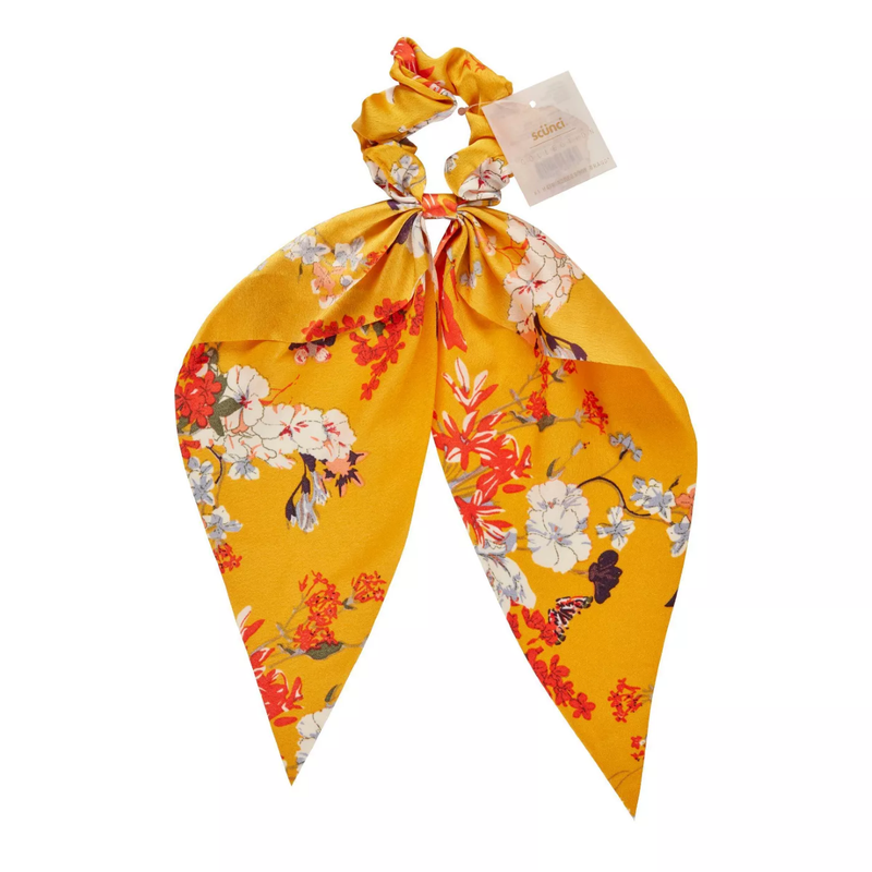 Scunci Collection Scarf Satin Scrunchie - Yellow Floral, 1-Piece