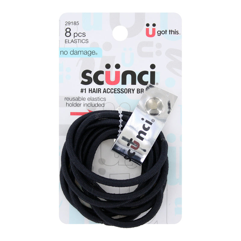 Scunci U Got This No Damage Hair Elastics, Black, 8-Piece with Bonus Holder