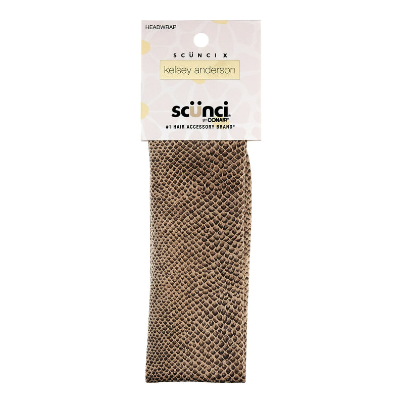 Scunci x Kelsey Anderson Printed Fabric Headwrap Headband, Faux Snakeskin Print, 1-Count