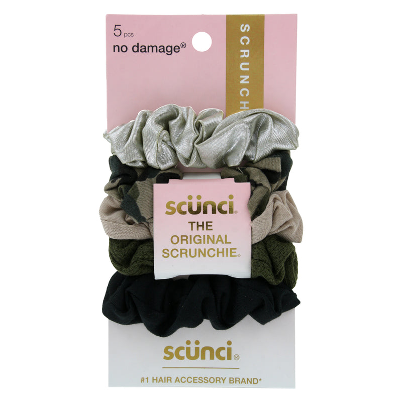 Scunci No Damaged Twister Hair Scrunchies, Assorted Styles, 5-Pieces