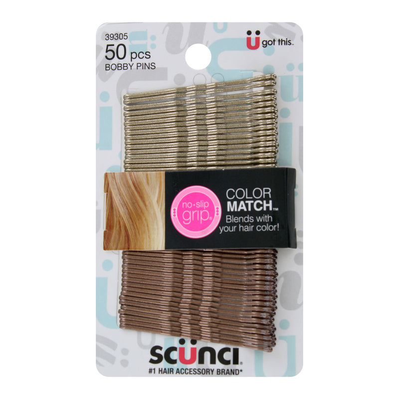 Scunci U Got This No-Slip Grip Color Match Bobby Pins, Blonde, 50-Pieces