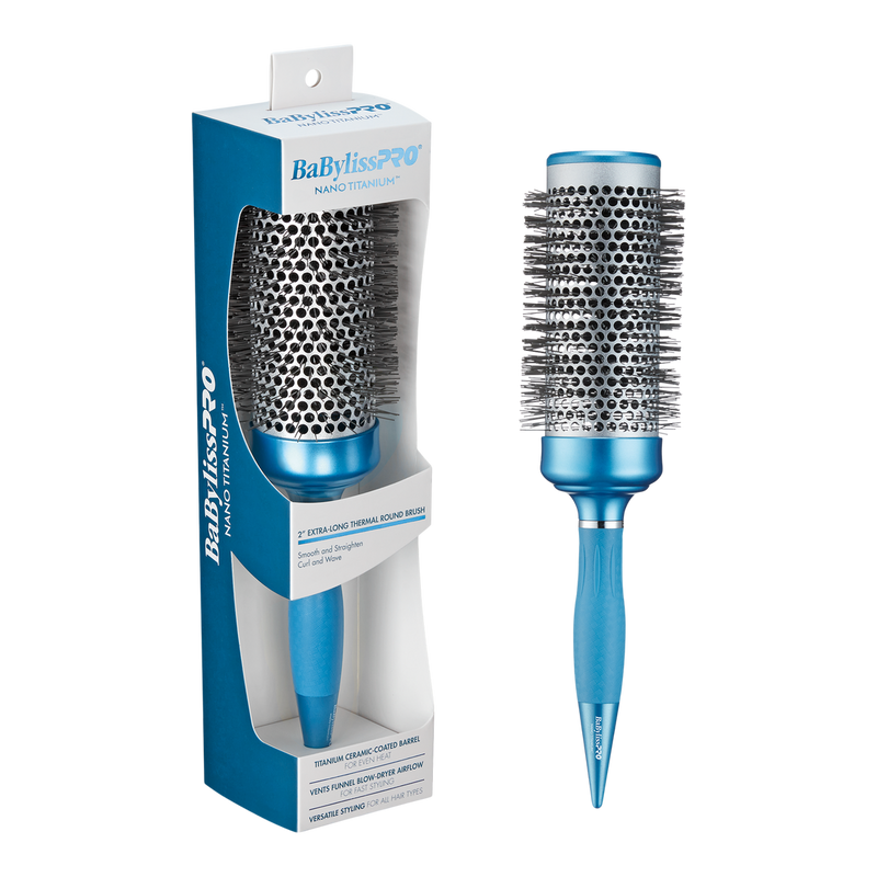 BaBylissPRO Nano Titanium Extra-Long Thermal Round Hair Brush, 2-Inch
