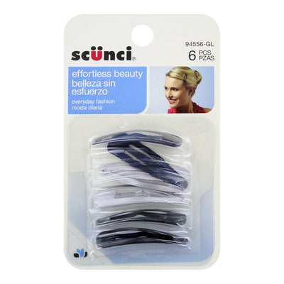 Scunci Effortless Beauty 3.5cm Hair Clips, Assorted Colors, 6-Piece