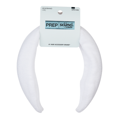 Scunci Prep Terry Soft & Crazy Headband, White, 1-Count