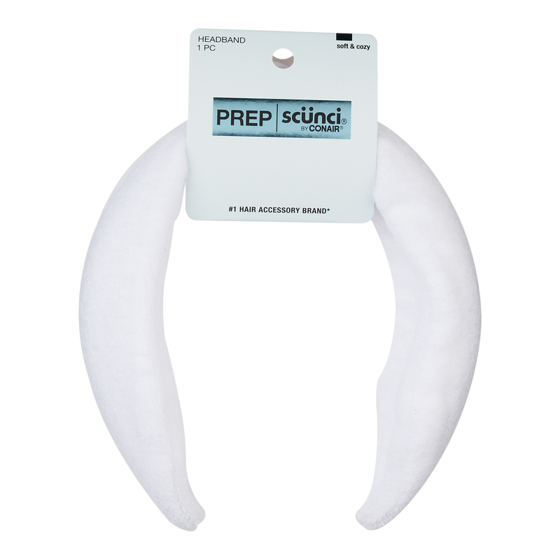 Scunci Prep Terry Soft & Crazy Headband, White, 1-Count