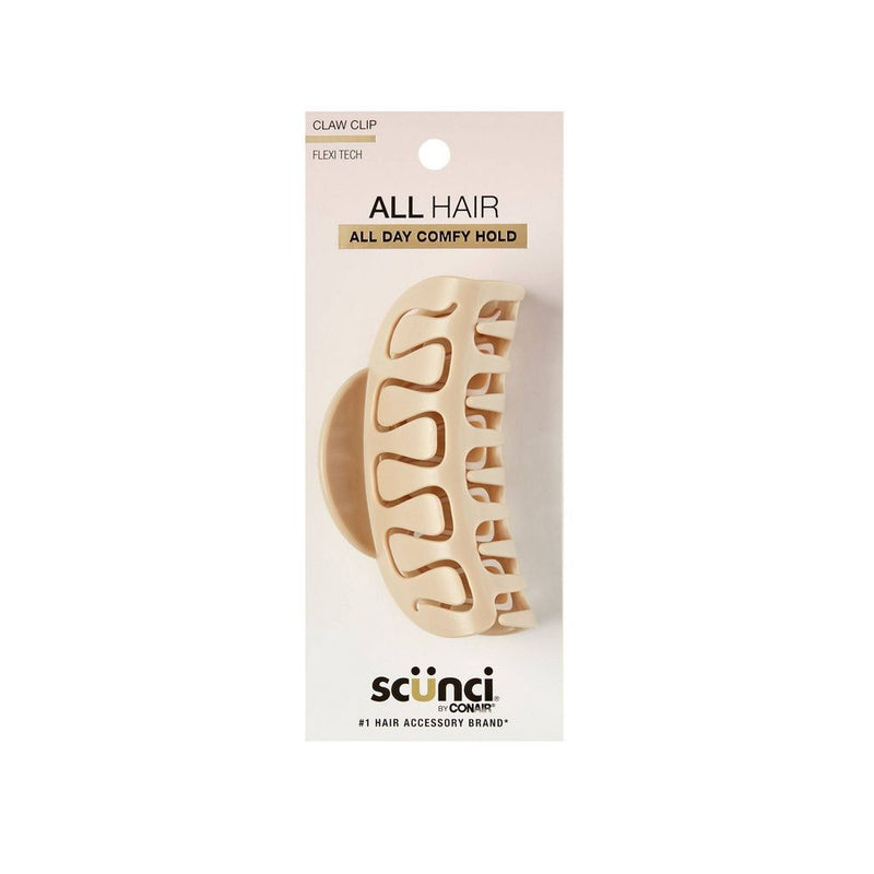 Scunci All Hair All Day Comfy Hold Flexible Claw Clip, Neutral, 1-Count