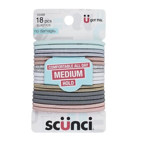 Scunci No-Damage Elastic Stretch Nylon Hairbands in Pastel Colors, 18-Pieces