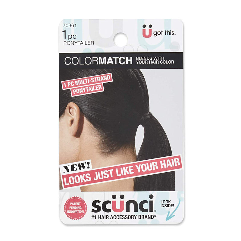 Scunci ColorMatch Ponytailer, Black, 1-Count