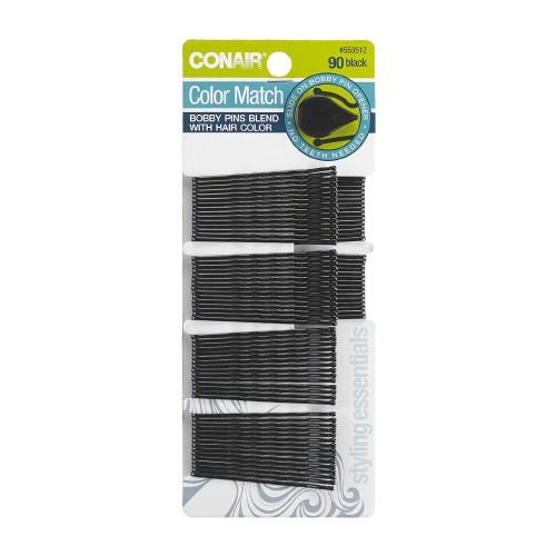 Conair Pin & Match Bobby Pins, Black, 90-Pieces
