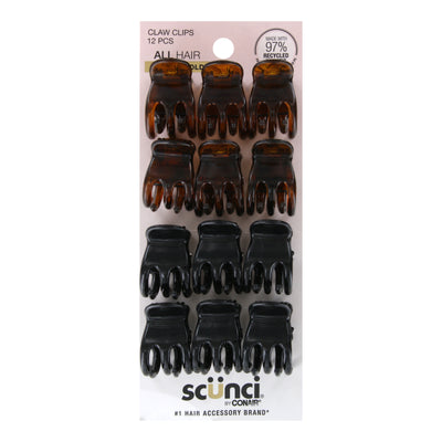 Scunci All-Day Hold Mini Hair Jaw Clips, Assorted Colors, 12-Pieces