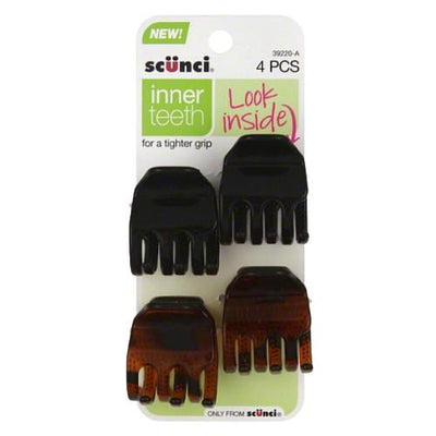 Scunci No-Slip Grip All Day Hold Hair Jaw Clips, Assorted Colors, 4-Pieces