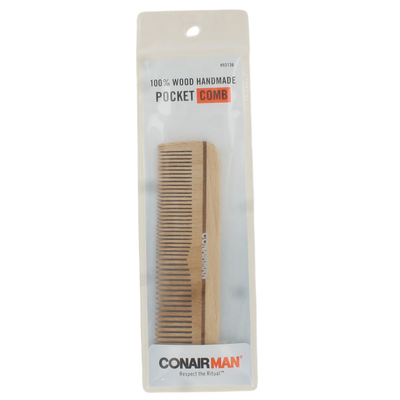 ConairMan 100% Wood Handmade Pocket Comb, 1-Count