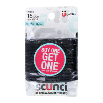 Scunci No Damage Hair Elastics, Black, 30-Count