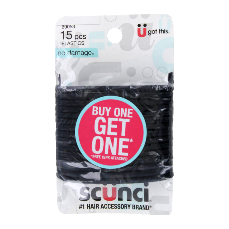 Scunci No Damage Hair Elastics, Black, 30-Count