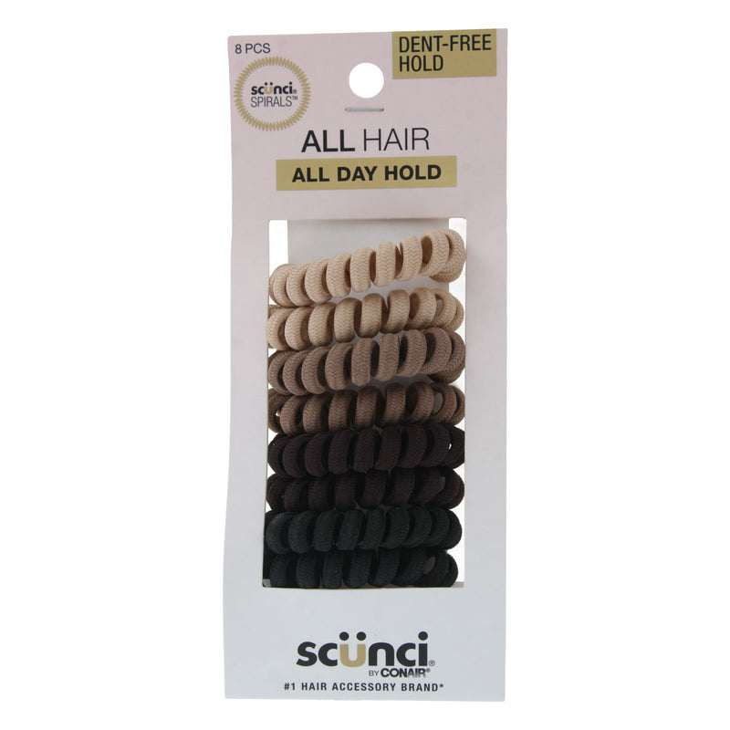 Scunci U Got This Dent-Free Hold Hair Spirals, Assorted Colors, 8-Pieces