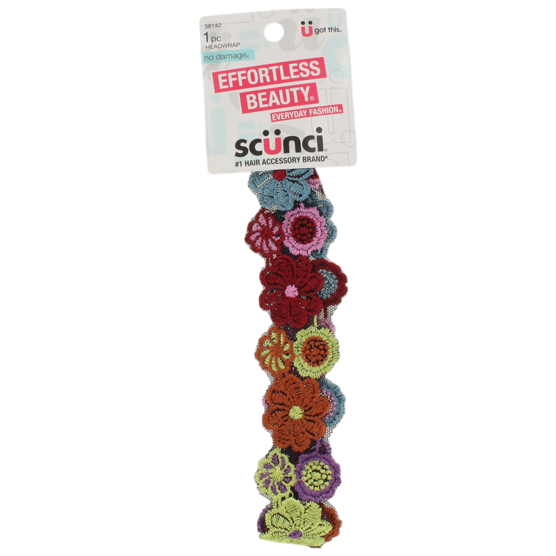 Scunci Effortless Beauty No Damage Floral Embroidered Headwrap