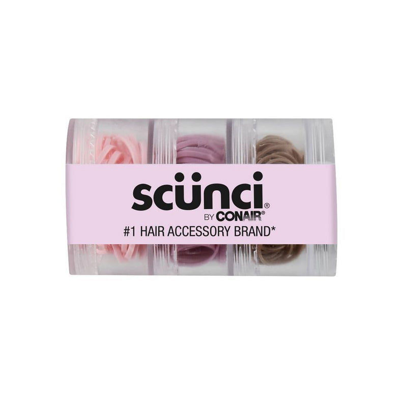 Scunci Polybands Elastic Hair Ties, Pink/Mauve/Brown, 180-Pieces with Jar