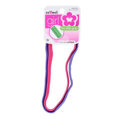 Scunci Girl No-Slip Grip Headwraps, Assorted Colors, 2-Piece